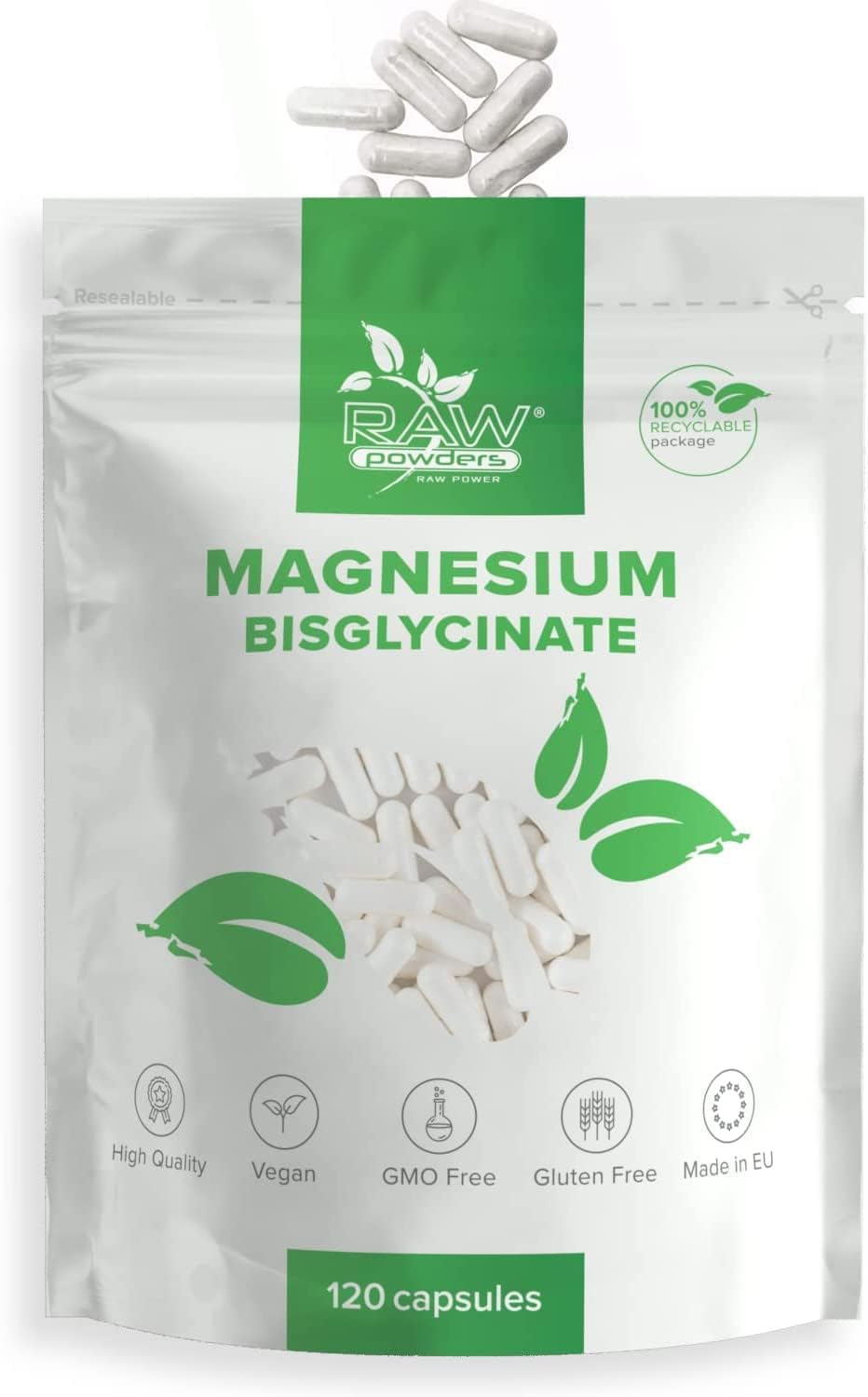 Magnesium Bisglycinate 500mg 120 Capsules High Strength 200mg of