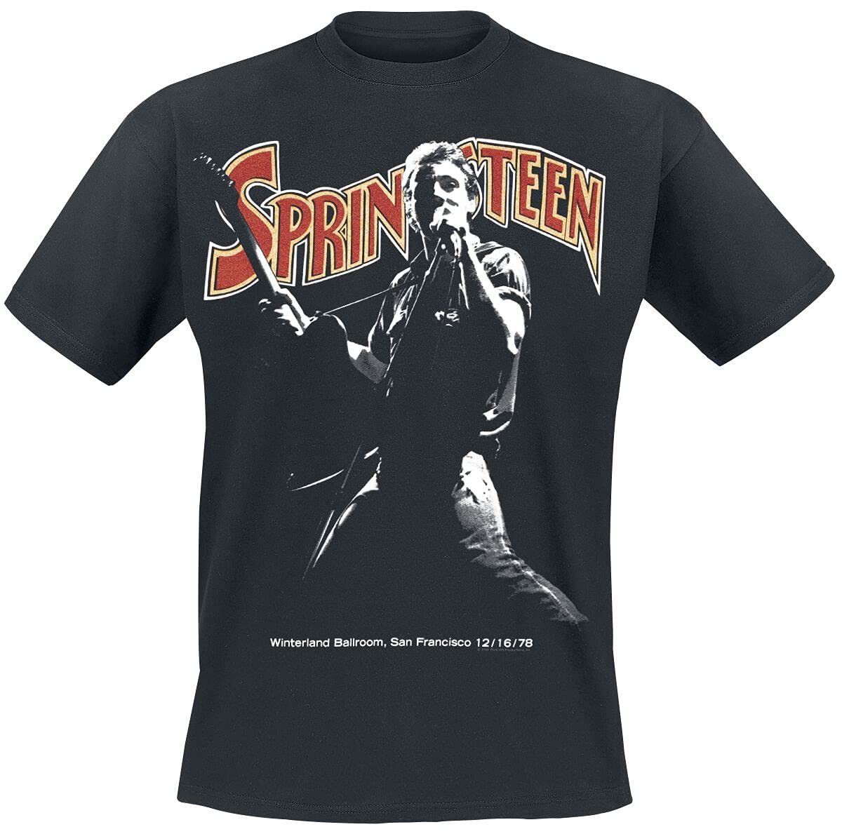 Bruce Springsteen Winterland Ballroom Singing Men's, Black, L