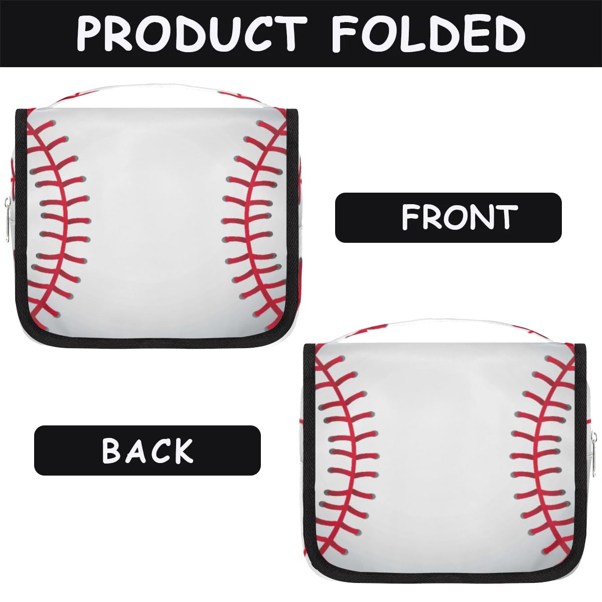 Neceser de viaje colgante de béisbol para niños, organizador de cosméticos para mujeres, bolsa de maquillaje para hombres, kit de afeitado, bolsa de ducha con gancho resistente, Béisbol,