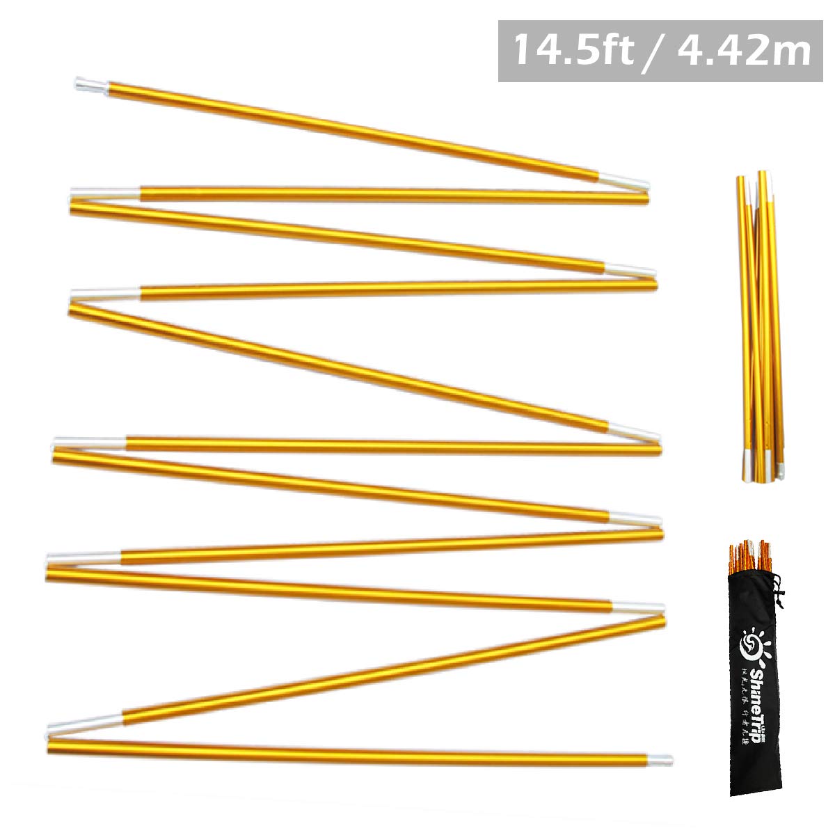 Azarxis Tent Pole Replacements Set of 2, Aluminum Alloy Tent Rod with Elastic Shock Corded Adjustable Tent Support Frames Repair Kit Tent Accessories Camping Equipment for Hiking Backpacking