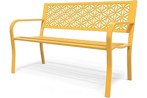 VINGLI 50" Outdoor Metal Bench with Floral Back