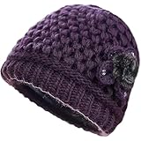 [huaCCG] ニット帽 レディース おばあちゃん 冬用ポンビーニー帽 帽子 婦人帽 シニア ニット帽 軽い 小顔効果 防寒対策 柔らかい 暖かい プレゼント 誕生日 祖母 母 秋冬 敬老の日 エレガント 耳まで暖かいギフト (様式3)