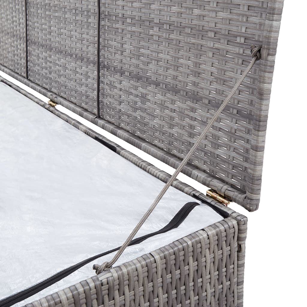 Makastle Gartenbox Auflagenbox Kissenbox Gartentruhe Truhe Box Aufbewahrungsbox Auflagenkiste Polyrattan Gartentruhe Aufbewahrungstruhe Grau 150x100x100 cm
