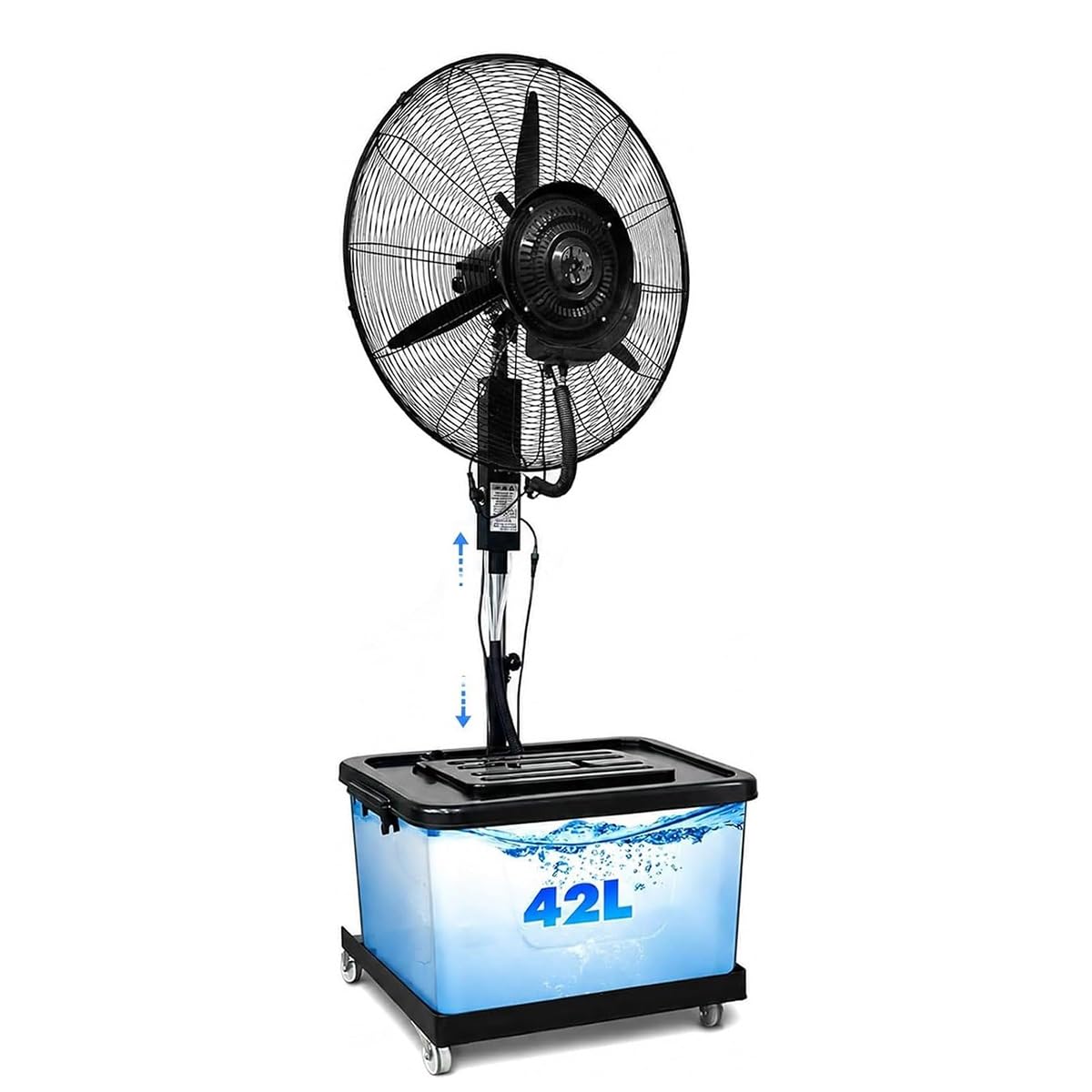 asdchZen Industrial Misting Fan With 3 Speeds, 90°Oscillation, Adjustable Height 160-200Cm, Outdoor Cooling For Patio, Workshop, Greenhouse,75cm/29.5in