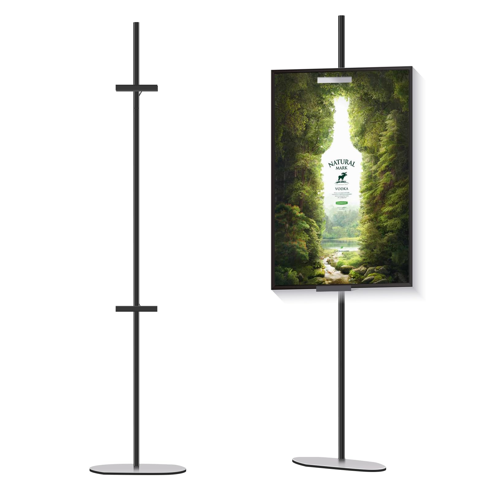 Photo 1 of Adjustable Easel Stand for Picture Frames, Holds Frames Up to 64" Tall - Sturdy Metal Floor Easels for Art, Signs, Photos | for Home, Office, Gallery Display (Black)