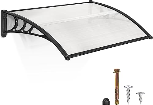 Miniatura 15 de MCombo - Toldo de policarbonato para ventana de exterior de 78.2 pulgadas, lámina hueca, toldo para puerta de patio