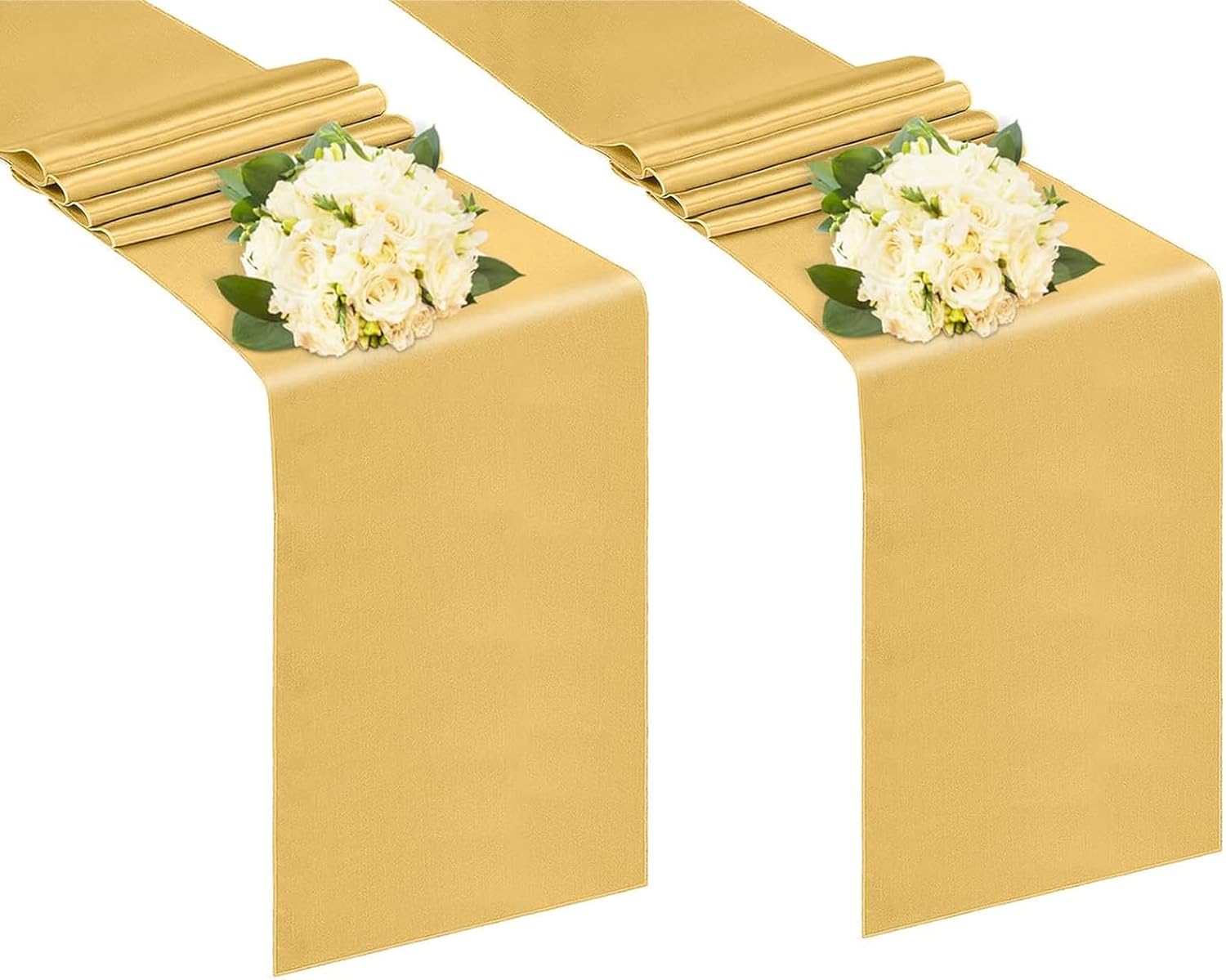 Gold Table Runner 2 Pcs Old Gold 30 X 275 Cm High Grade Satin Tabletop