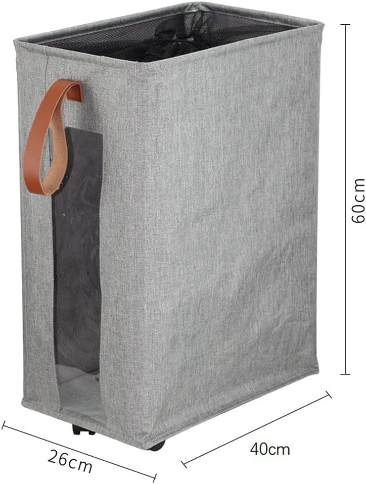 Collapsible Laundry Basket Dirty Clothes Hamper on Wheels Foldable Storage Bin Toy Sorter Basket Bathroom (Color : Dark Grey,) (Black One Size)