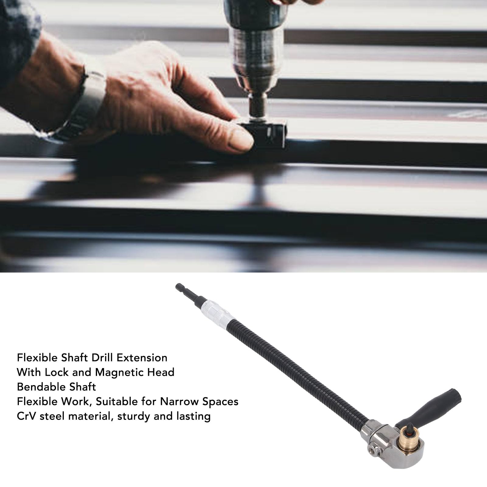 Extension Flexible du Bit de Perceuse avec Adaptateur de Forage à Angle Droit, Porte-tronçon D'extension du Tournevis à Arbre Flexible de 11,8