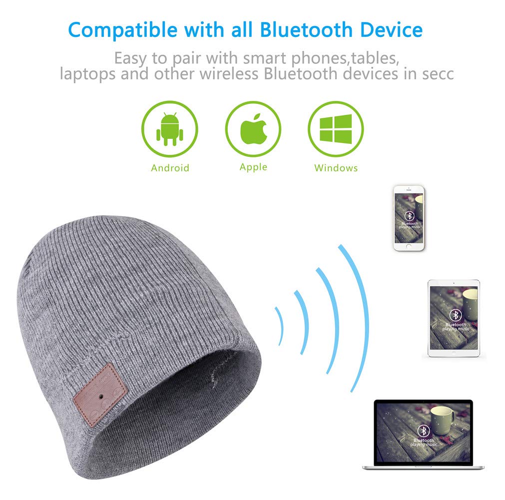 HaetFire Uomo Donna Cappello Bluetooth Berretto e Guanti, Inverno Caldo Lavorato Cappello Sportivi a Maglia Senza Fili Bluetooth Cuffia Musica Cappello per Corsa Sci Regalo di Natale