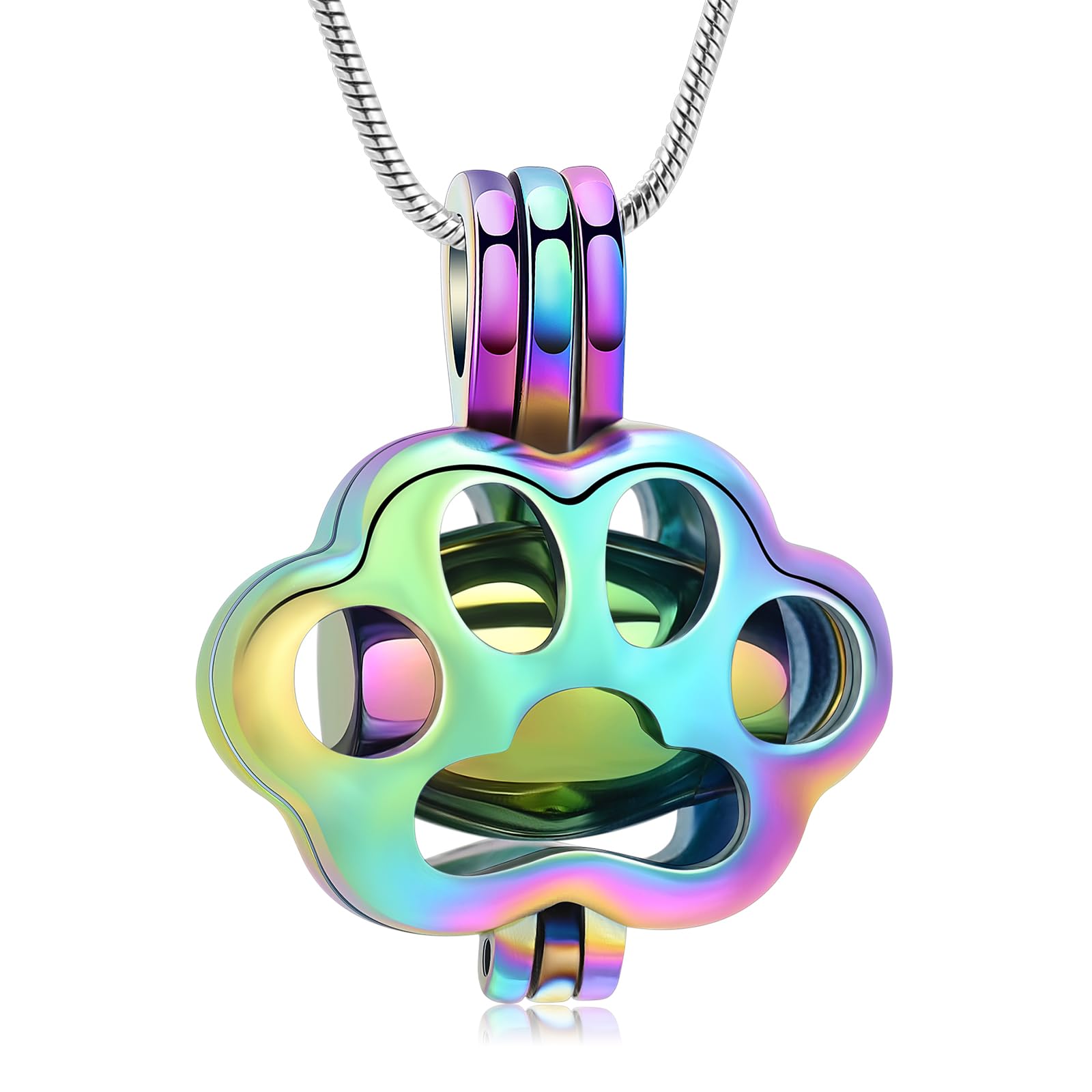 QGJNSGC Collana commemorativa per ceneri di cane e gatto, con mini custodia, gioiello per cremazione per donne e uomini, Acciaio inossidabile