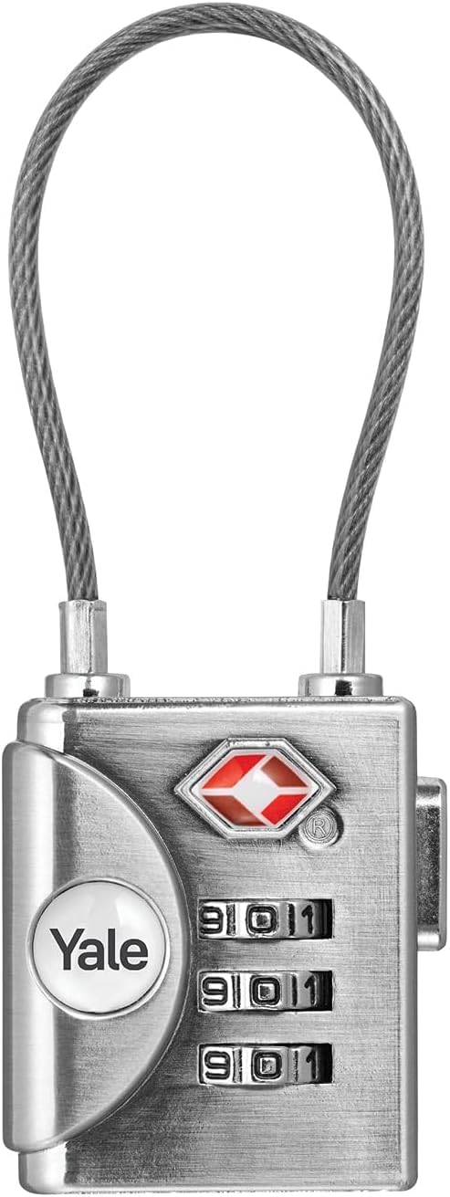 Yale YTP3/32/350/1 Travel Lock with Wire Shackle Metal TSA Luggage Locks 3 Digit Combination Padlocks for Suitcase Number Lock for Bag Metal Cable Password Locks for Travel (Silver)-image-41