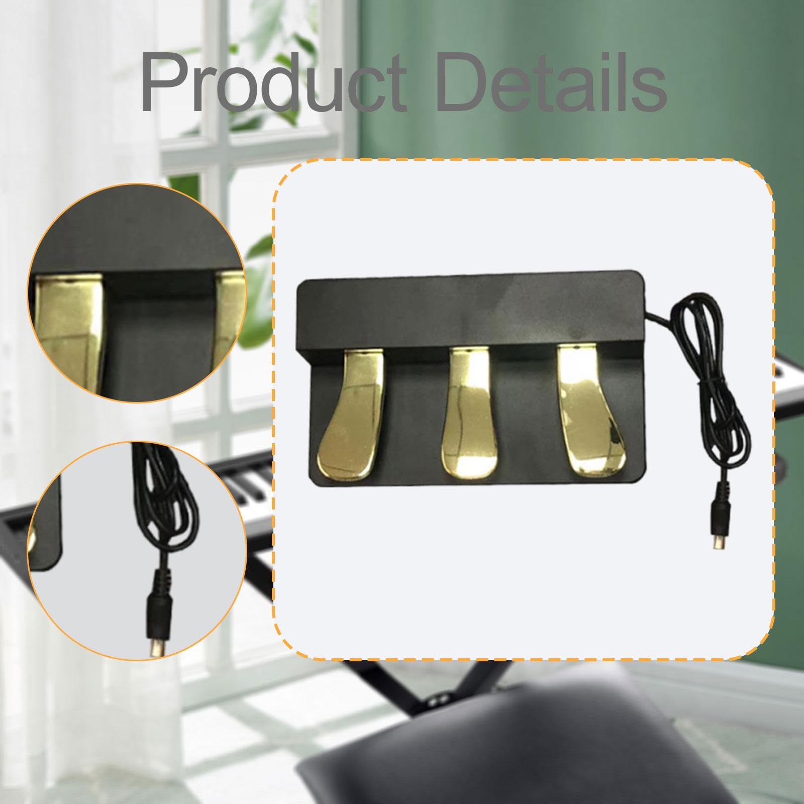 Qianly Pedal de Sostenido Compacto para Piano Pedal Sintetizador Pedal Instrumento Musical Antideslizante Resistente Adecuado para Práctica en Casa, con Tapa