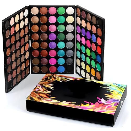 Ochine Paleta de sombras de ojos de 120 colores, sombra de ojos de maquillaje profesional de alta pigmentación, paleta de sombra de ojos mate y