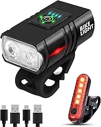 ROTOPATA Luzes De Bicicleta Dianteiras E Traseiras Para Pedalar À Noite, Led Recarregáveis Por Usb, Conjunto Faróis Lanternas Com Piscas, Carregamento Rápido, Fácil Instalar