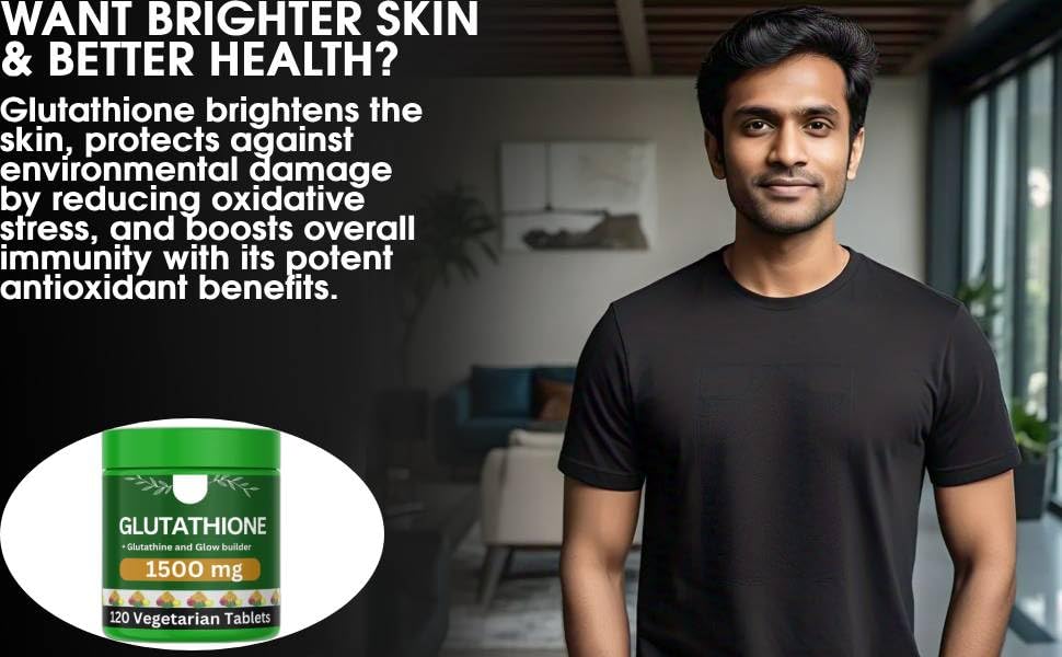 Image of SYLARA 1500 mg Glutathione Tablets For Skin Whitening - 120 Tablets Capsules Supplements with Vitamin C with Biotin, Vegetarian Collagen for Skin Glow