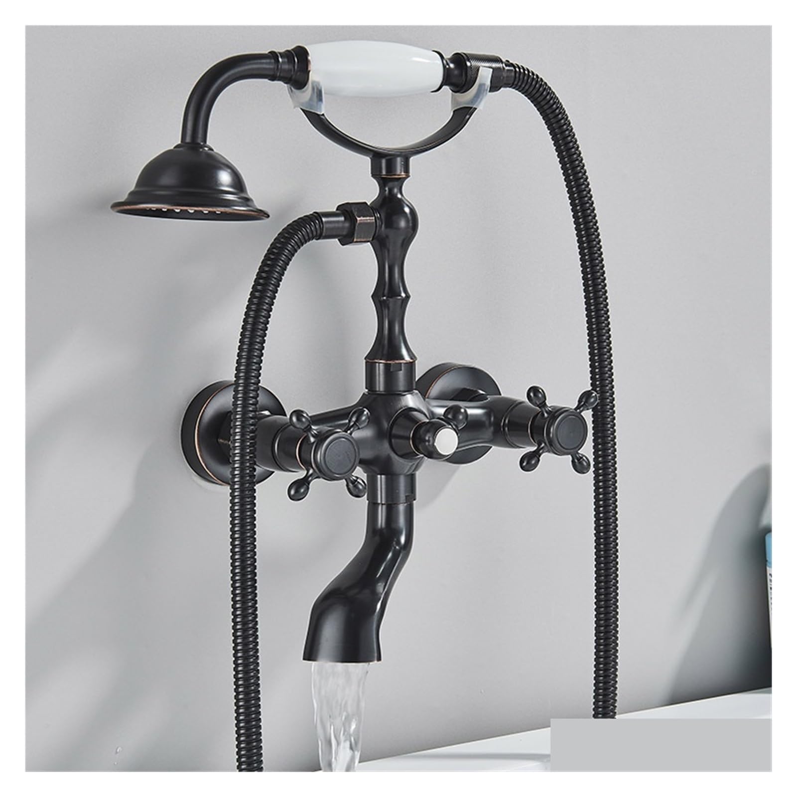 Robinet de baignoire double poignée avec douche à main style rétro ORB 02