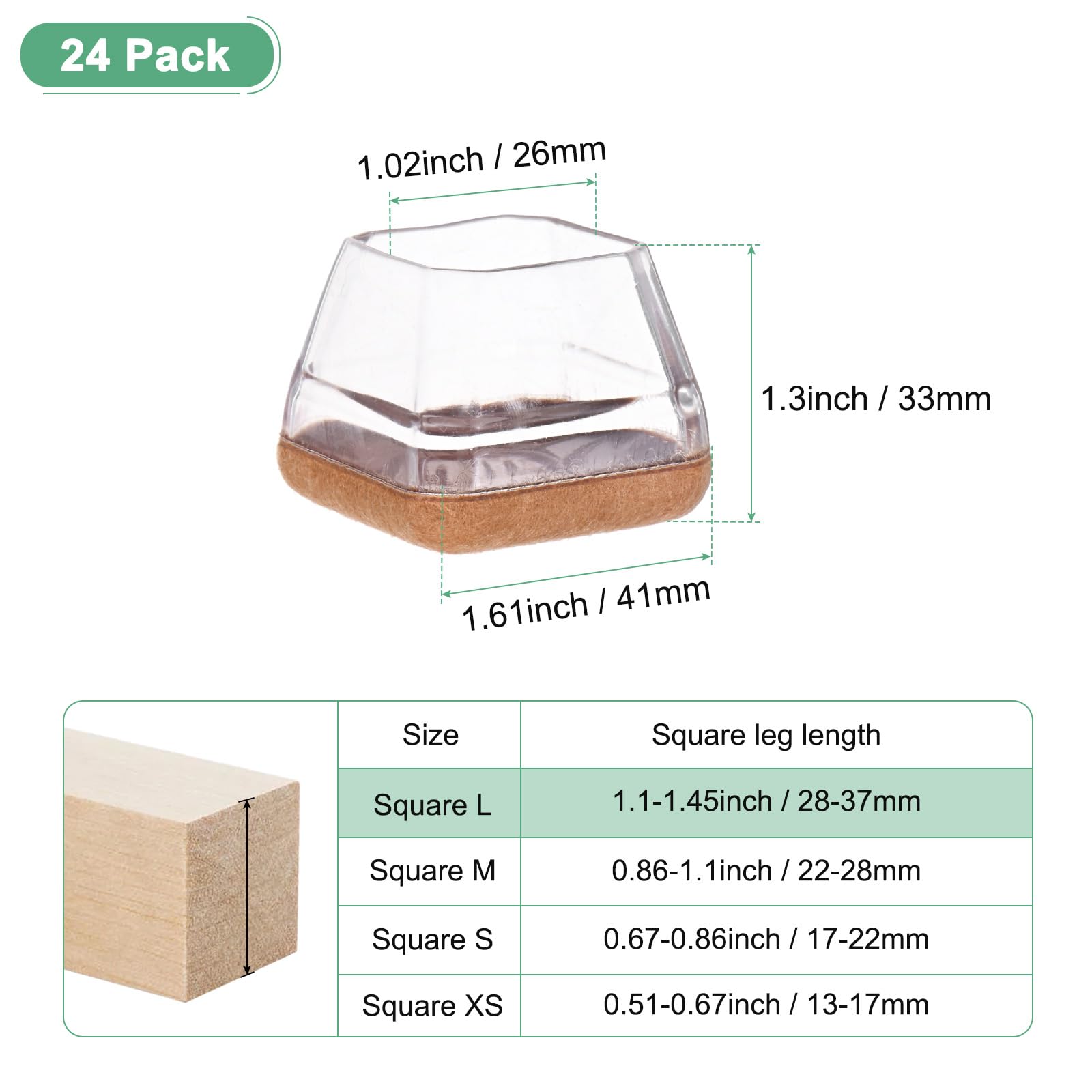 M METERXITY 24-Pack Chair Leg Floor Protectors - Image 3