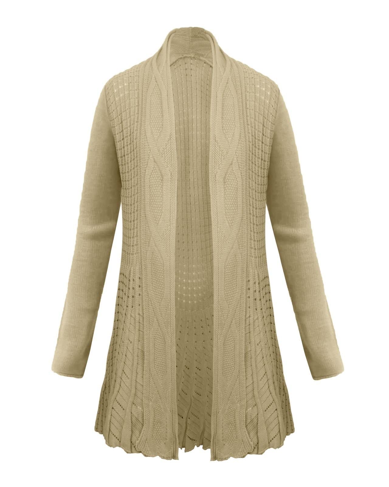 Top Vendor Women's Stone Cable Knit Boyfriend Waterfall Granded Long Jumper Cardigan Top Plus Size[28-30,]