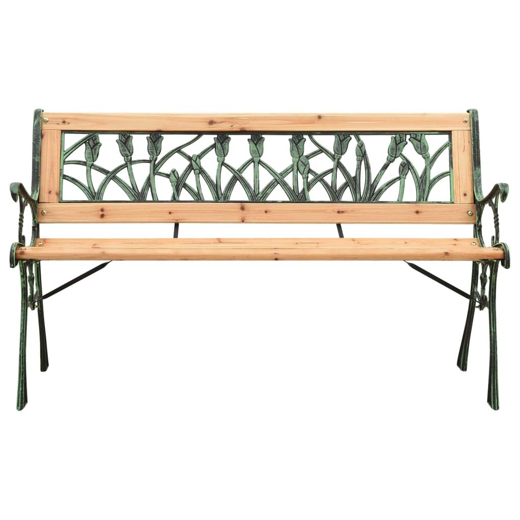 Banco de jardín de 122 cm, hierro fundido y madera maciza de abeto