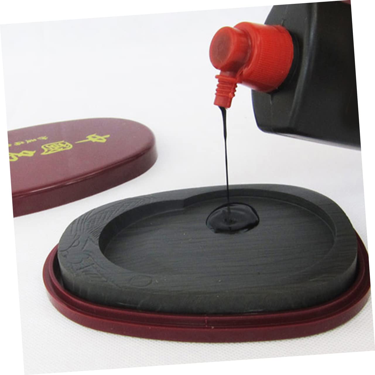 Suministros de Caligrafía y Suministro de Molienda de Tinta para Recipiente para Tinta de Pintura en Piedra Natural Tapa Adecuado para Caligrafía China Pintura Tradicional