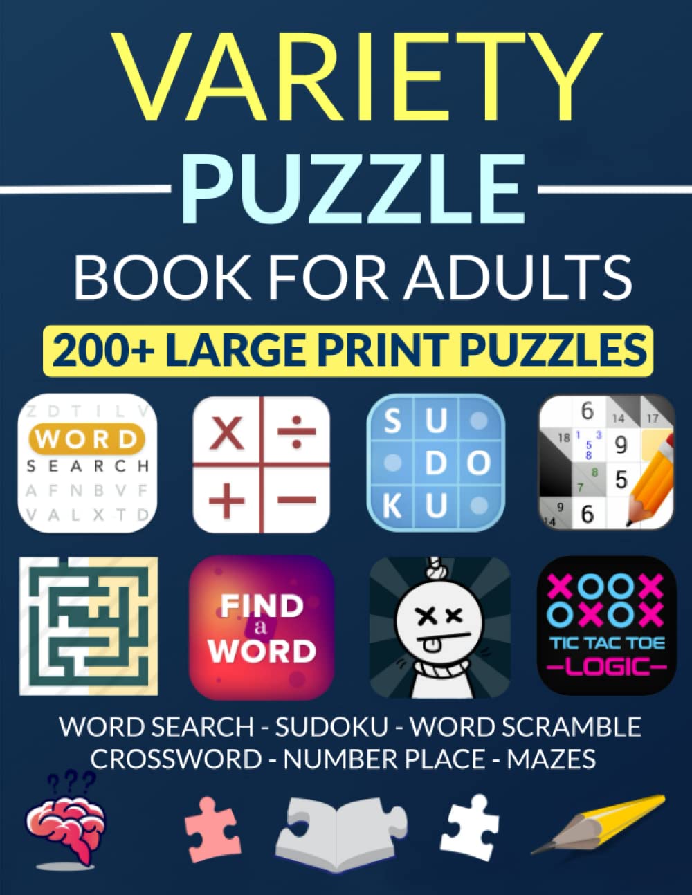 Buy Variety Puzzle Book For Adults 200+ LargePrint Puzzles Word