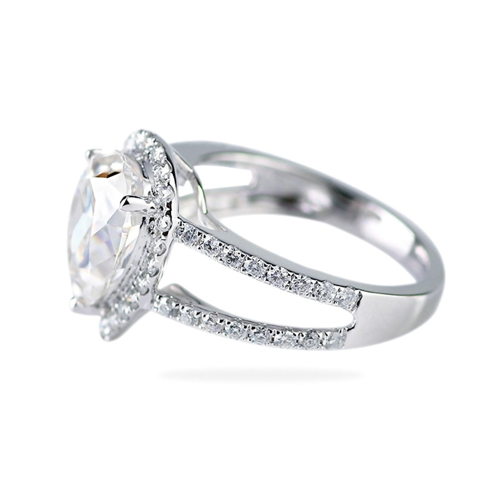 Anillo de oro blanco, anillos a juego con moissanite en forma de gota de 1/1,5 ct, regalos de aniversario de boda para mujeres