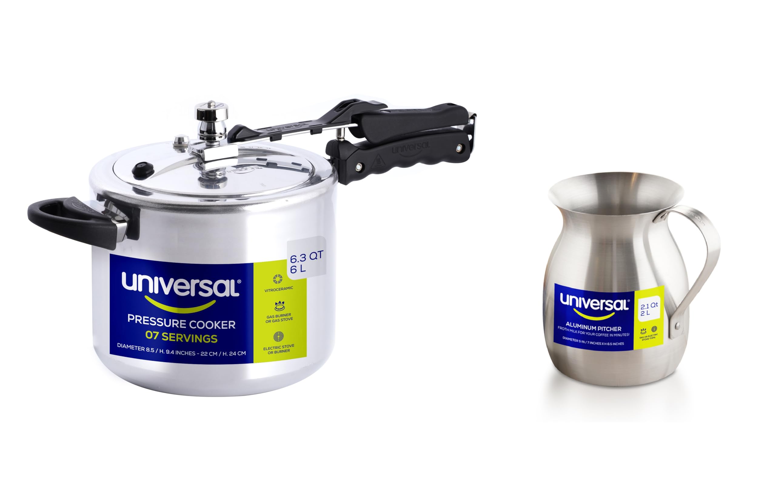 Amazon.com: Universal 6.3 Qt Aluminum Pressure Cooker + 2.1 Qt