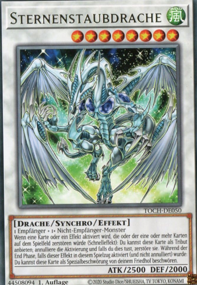 TOCH-DE050 Stardust Dragon Rare Reprint German Toon Chaos with MZTCG Shipping Protection Yugioh