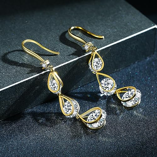 SBLING Cubic Zirconia Wedding Earrings for Brides Bridesmaids, Bridal Dangle Earrings, Crystal Drop earrings for Women Jewelry Gifts3