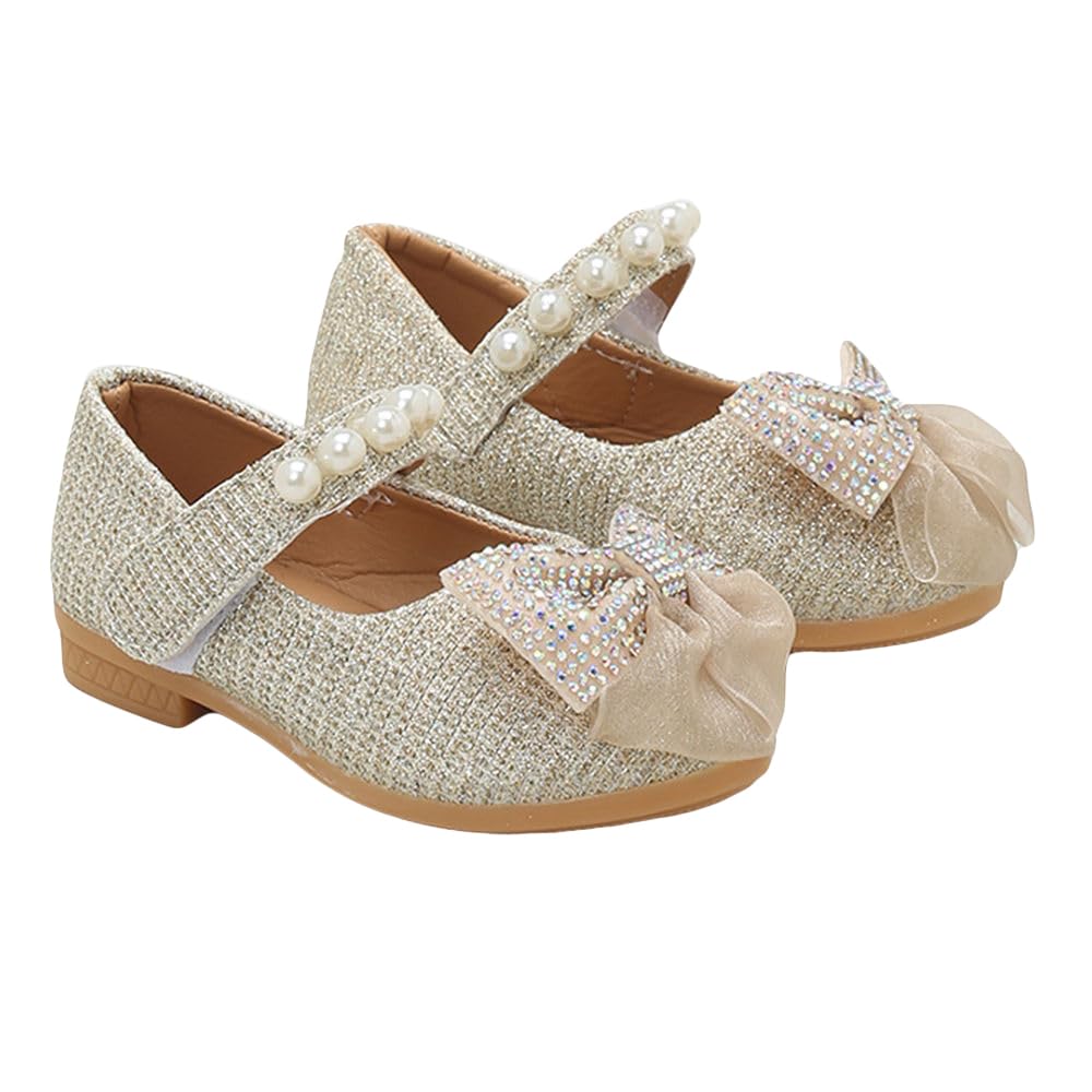 Hopscotch Girls PU Applique Bow Mary Jane in Gold Color, UK:1 (YUQ-3538519) (B096QPQFHB) Amazon Price History, Amazon Price Tracker