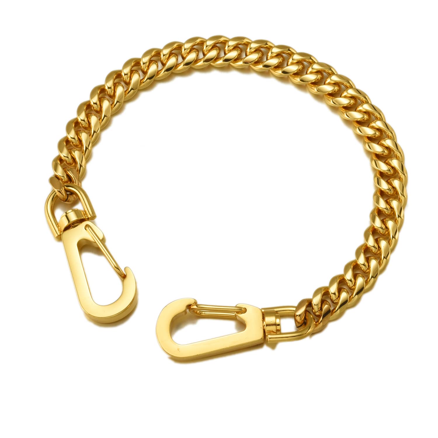 18K Gold Sainless Steel 8mm Belt for Bag Accessories Cuban link Buckles Chain Replacement Strap
