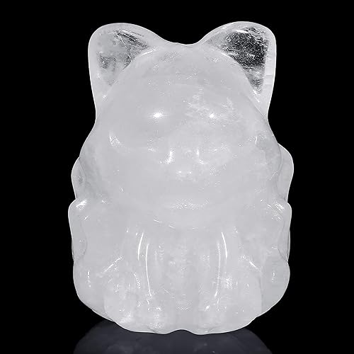 ZHIYUXI Cristales de cuarzo transparente y piedras curativas, decoración de oficina, regalos blancos para mujeres y hombres, estatua de zorro de