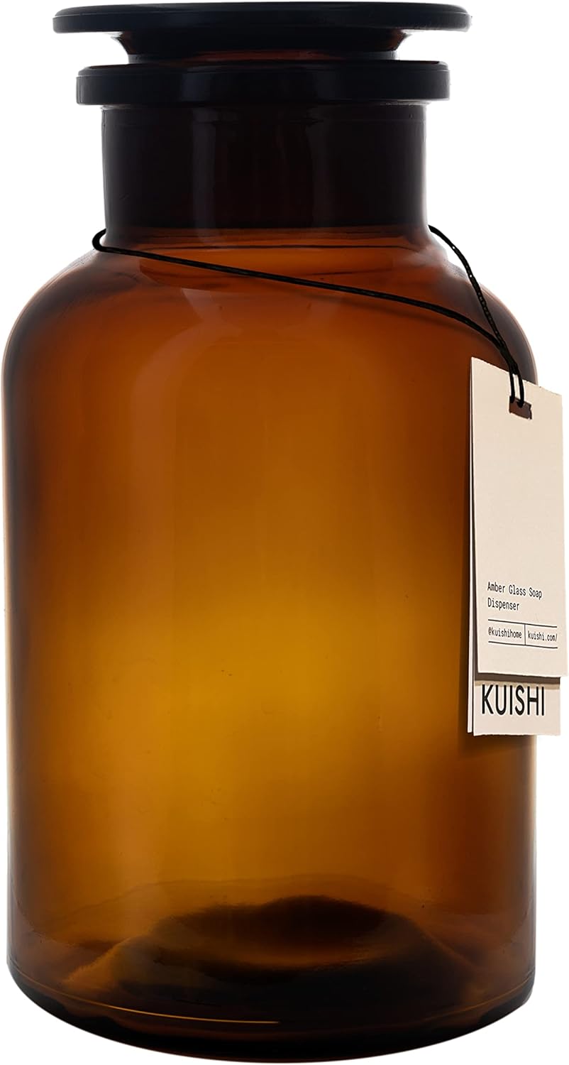 Kuishi 500ml Amber Glass Storage Jar, with Lid, Apothecary Jar
