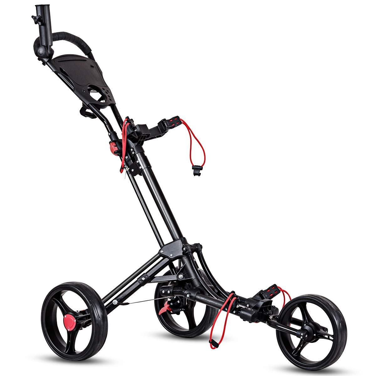 Tangkula Golf Push Pull Cart, Lightweight Aluminum Collapsible 3 Wheels Golf Push Cart, Golf