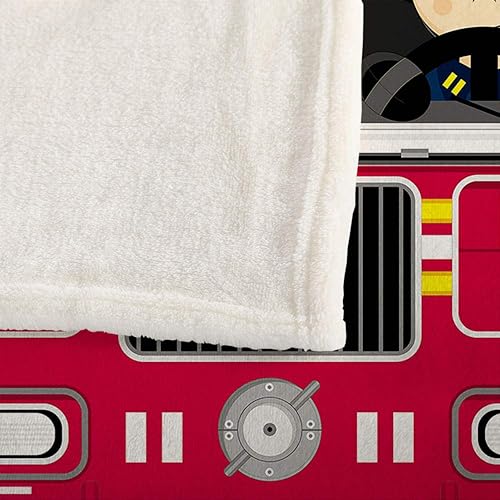 Miniatura 6 de Mugod Manta de franela de dibujos animados para niños, niñas, perro, gato, camión de bomberos, color rojo, mullida, suave, acogedora, cálida, para