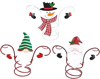 Holiday Wine Bottle & Glass Holders, Christmas Snowman Santa Claus Wine Rack Bottle, Hold 1 Wine Bottle and 2 Glasses for Home Decor & Kitchen Storage Rack, Bar, Wine Cellar, Cabinet, Pantry (Multicolor, 3PCS)