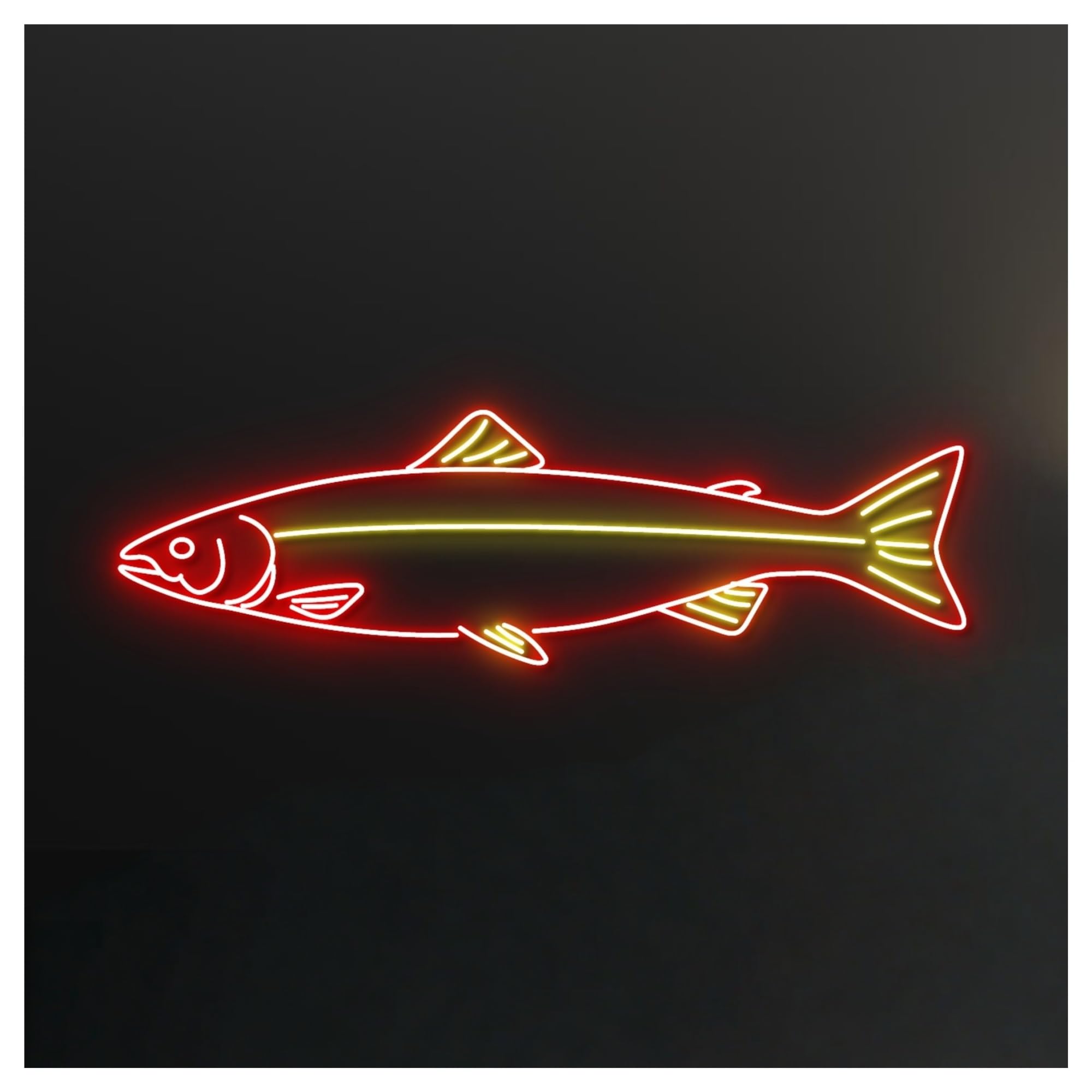 RONGCH Hanging Art Neon Signs Fish Neon Sign, Suitable for Restaurant Shop Store Wall Decor with Brightness Adjustable 50cm(A)