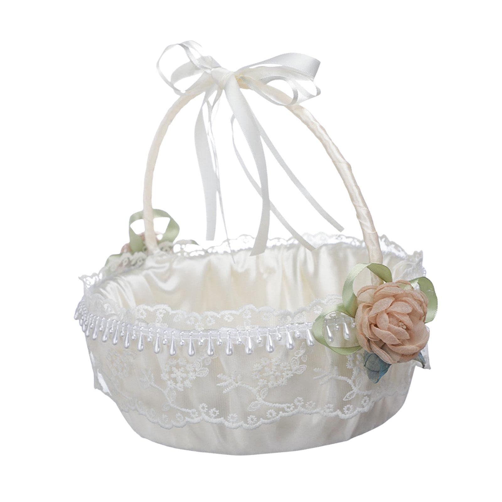 5er Set Hochzeit Blumenkorb weiß elegant Blumenmädchen Korb für besondere Anlässe Rose Style 5789