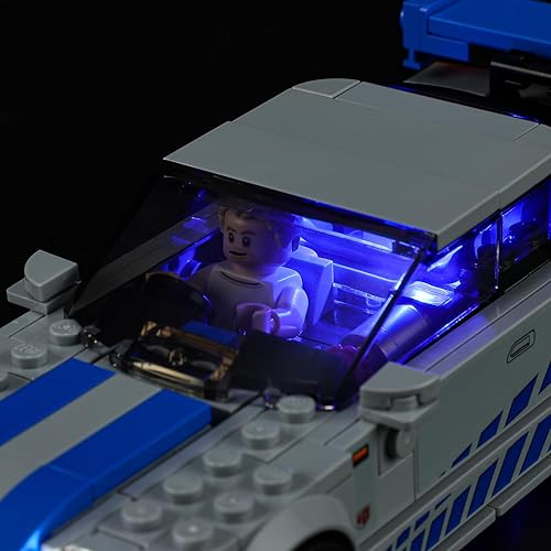 Miniatura 6 de Kit de iluminación LED para Speed Champions 2 Fast 2 Furious Nissan Skyline GT-R (R34), compatible con el modelo LEGO-76917 Building Block, modelo