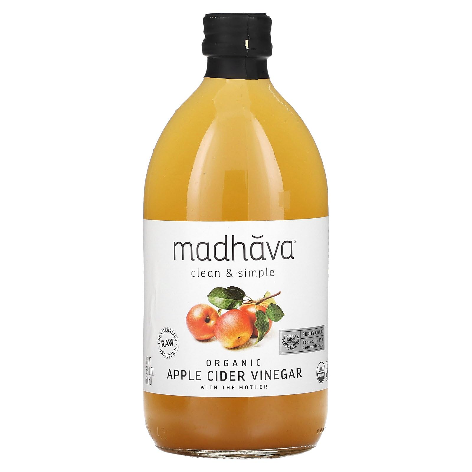 Organic Apple Cider Vinegar, 16.9 fl oz (500 ml), Madhava Natural Sweeteners