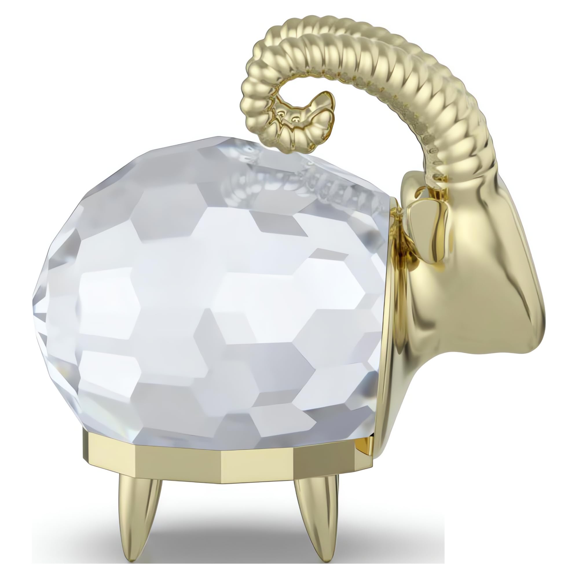 Swarovski Zodiac Capricorn Figurine, Clear Faceted Crystal and Engraved Gold-Tone Metal, Part of the Zodiac Collection - Image 4