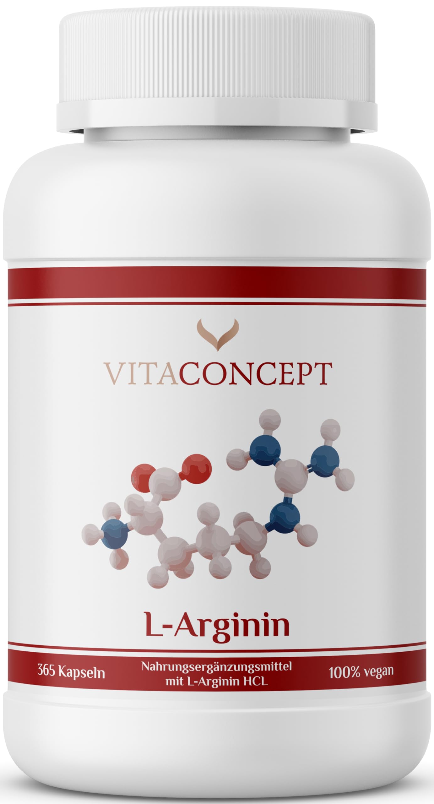 Vitaconcept I L-Arginin I 365 Kapseln I hochdosiert I 1000 mg pro Kapsel I 98,7% reines L-Arginin I vegan I in Deutschland produziert