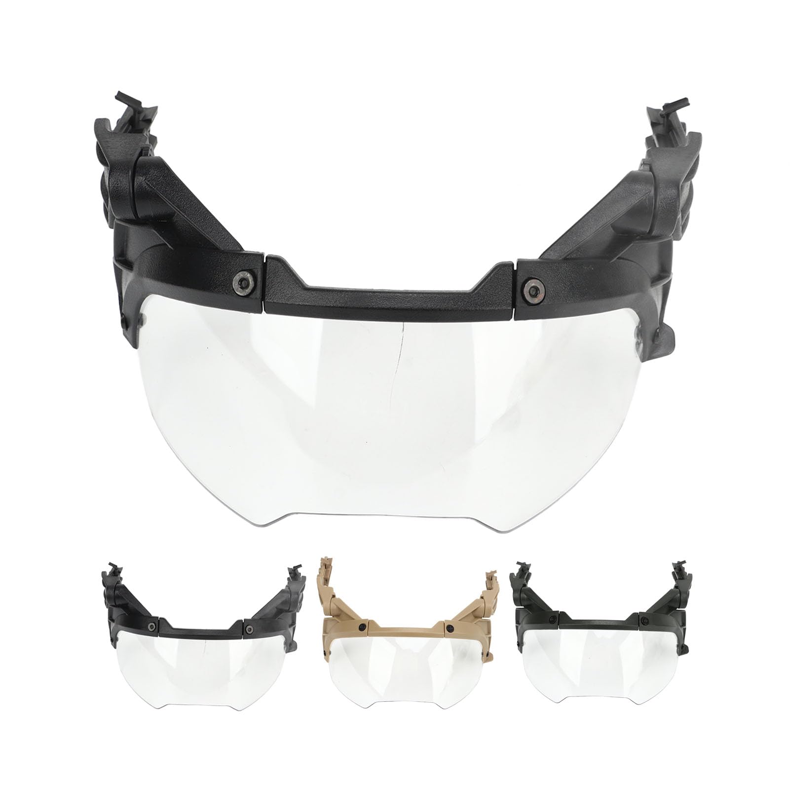 Lunettes Compatibles Casque MICH Airsoft Réglable PC Lentille Transparente Cyclisme Noir