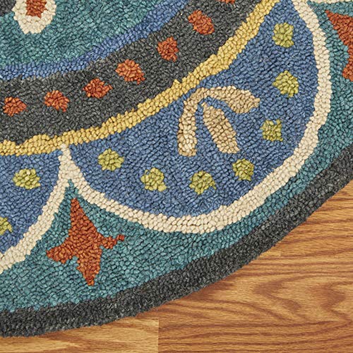 Trade Am Dazzle Round Floral Area Rug, 4 By 4-Feet, Blue #TOP5