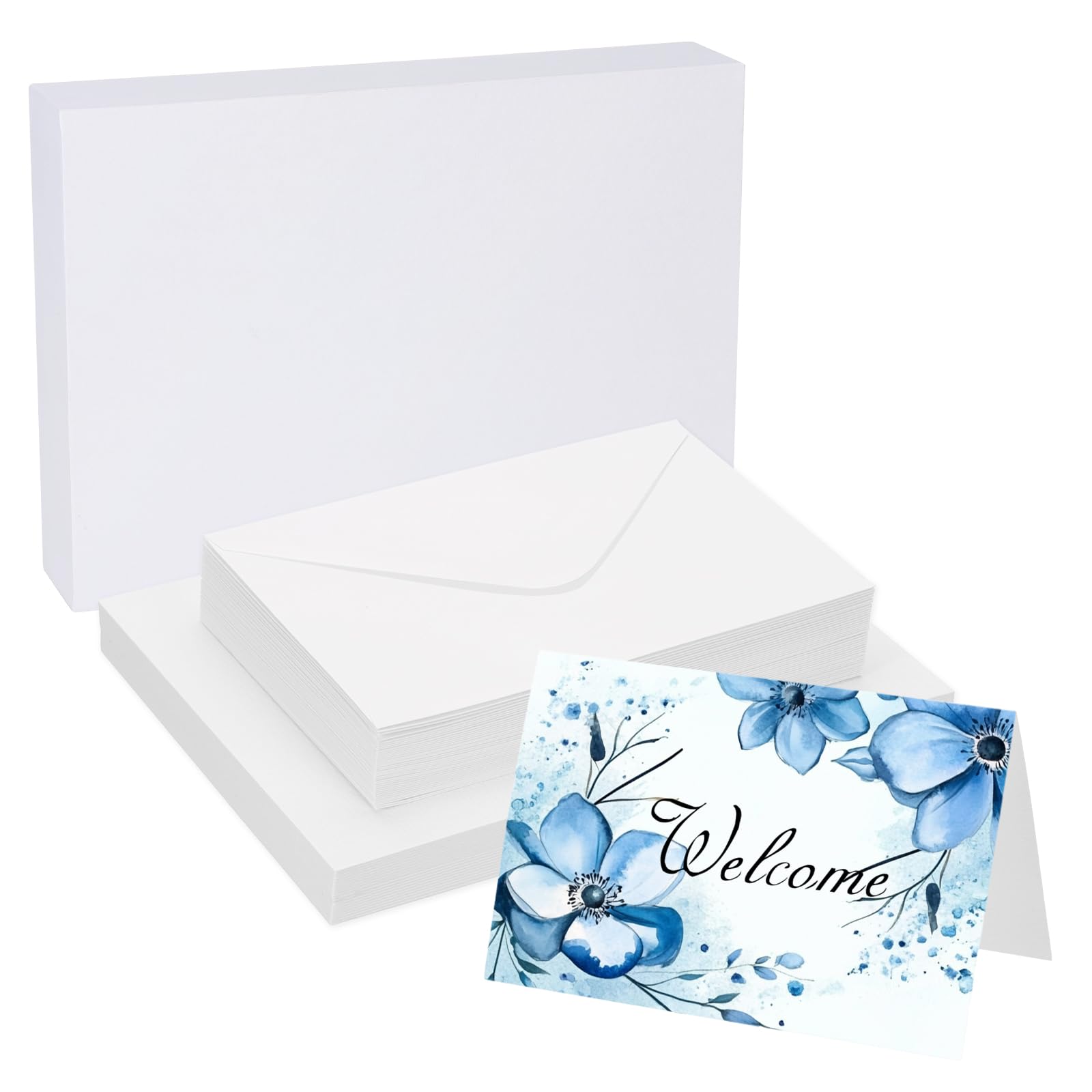 PATIKIL 25 Sets Pure Cotton Watercolor Cards 140lb/300 GSM Postcards with Envelopes for Art Painting Creative Thank Notes, 4x6 Inch Foldable Size(White Box)