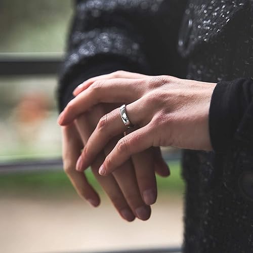 Miniatura 3 de MILACOLATO Anillo de plata de ley 925 para mujeres y hombres, anillos apilables de pulgar, resistentes al deslustre, anillo de boda, ajuste cómodo,