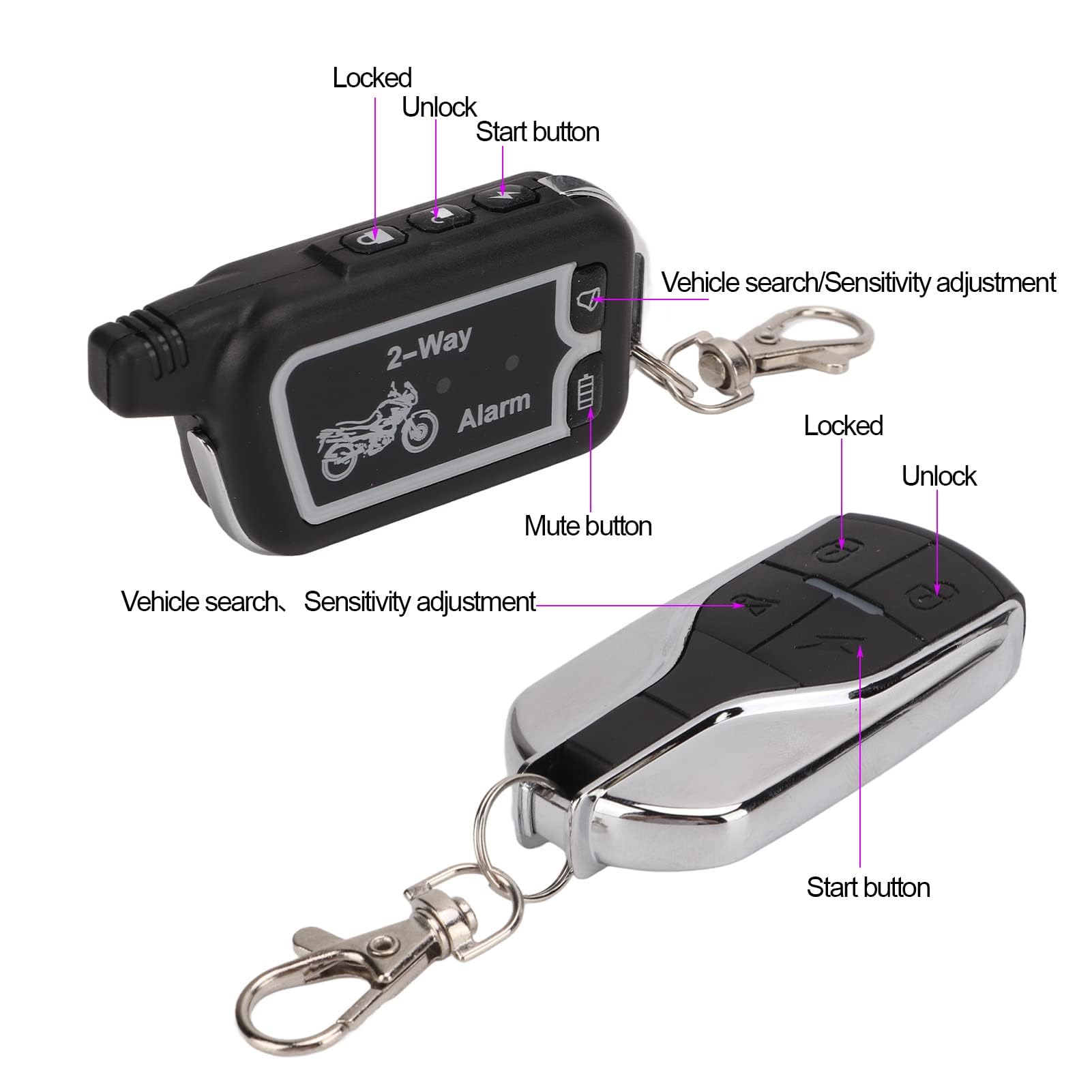 di Allarme a 2 Vie per Moto, Yosoo di Allarme a Due Vie per Moto Avviso Acustico a Vibrazione Telecomando LCD Antifurto Rapina Risparmio Energetico