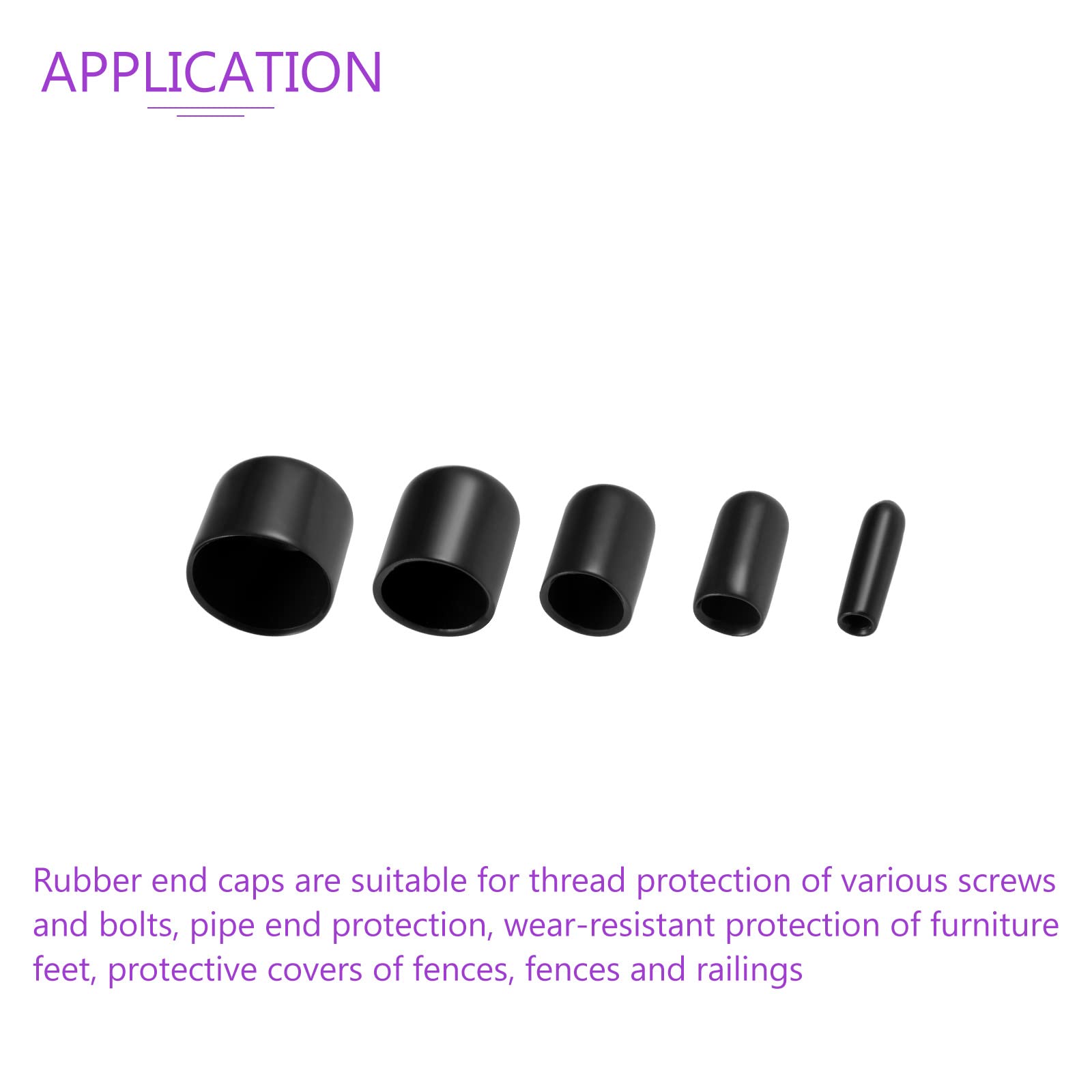 Black Bolt End Caps 5 Sizes DMiotech 50-Pack Rubber Screw Thread ...