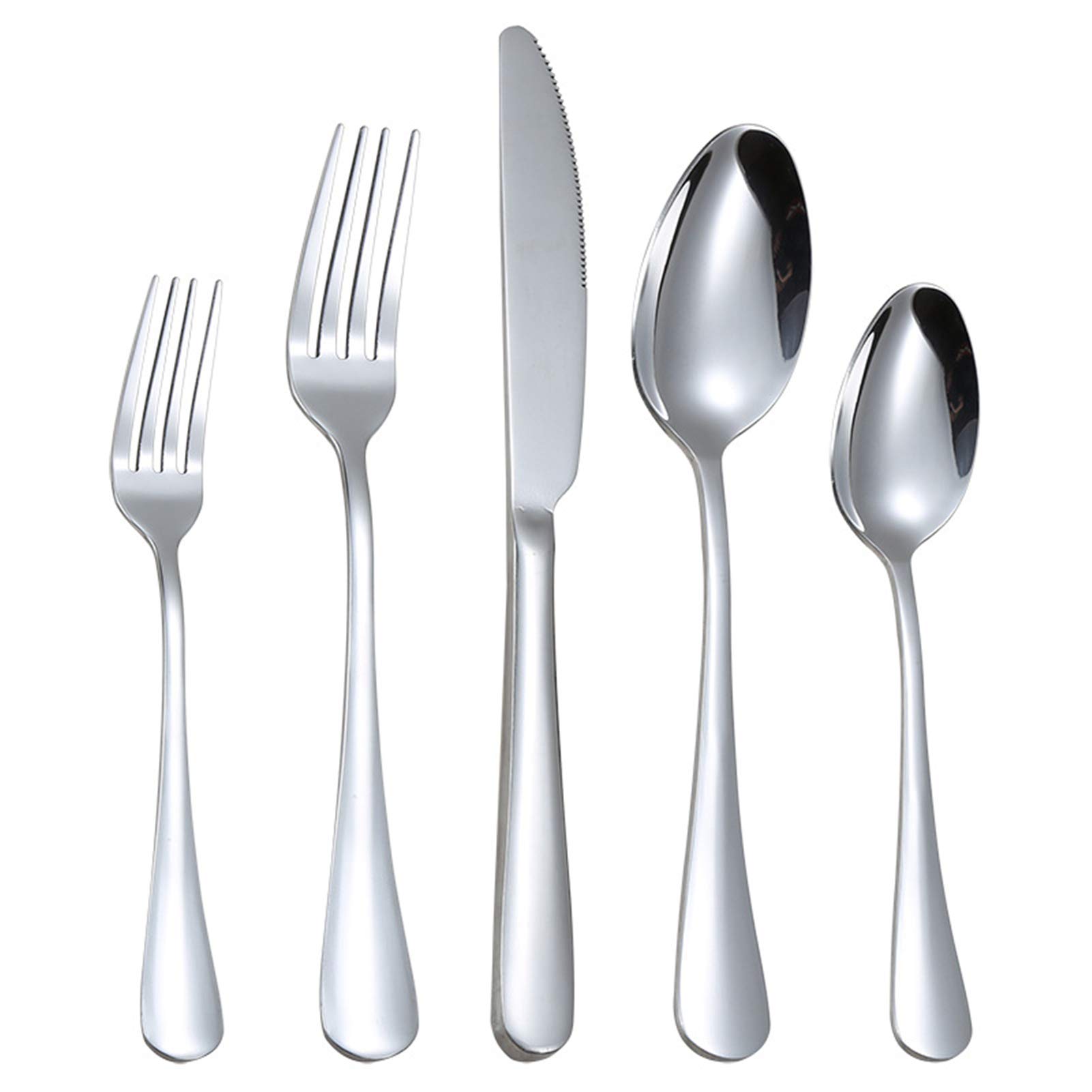 Juego de cubiertos de acero inoxidable de 20 piezas, para el hogar y la cocina, para 4 personas (plata)